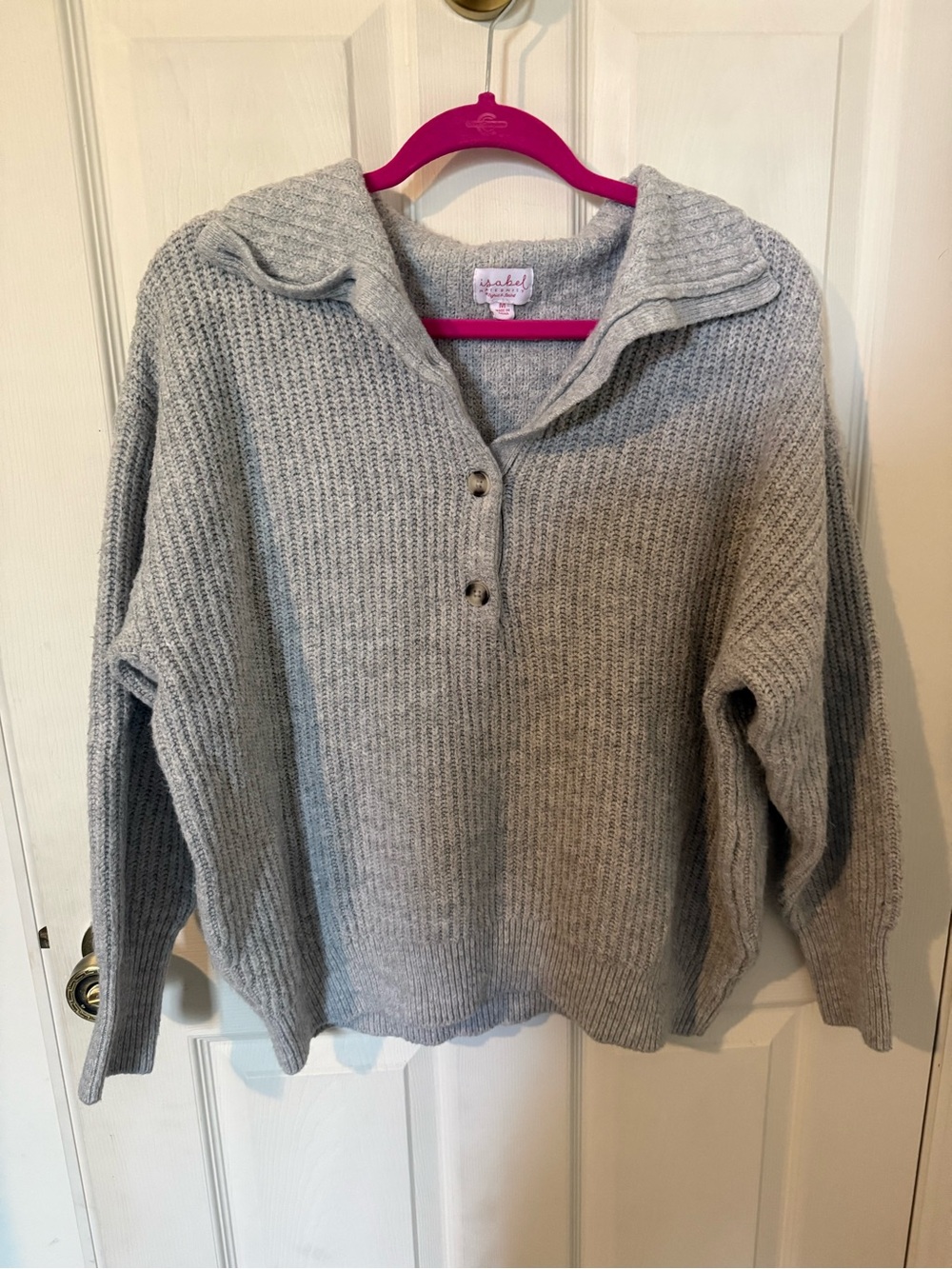 Isabel Maternity by Ingrid & Isabel Light Gray Cowl Neck Button Pullover